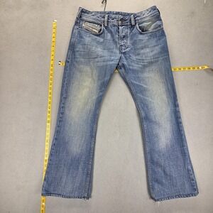 Diesel Zathan Jeans Mens 32x32 (Fits 29x32) Blue Med Wash Bootcut Stains 008AT